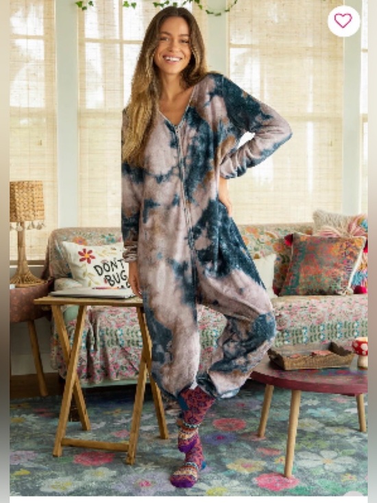 NATURAL LIFE Pants - Natural Life Cozy Fleece Tie-Dye Onesie of Lounge Jumpsuit